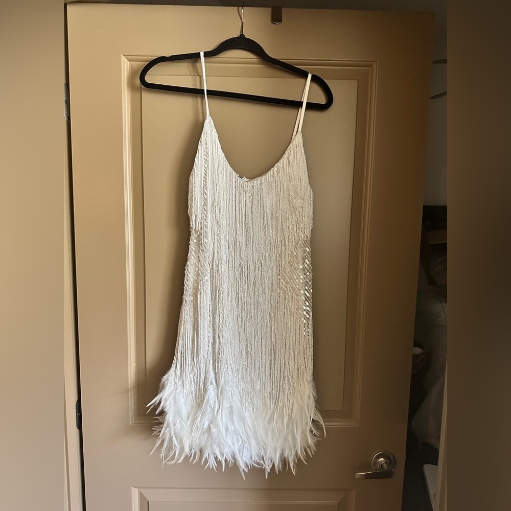 Nadine MERABI white fringe dress
